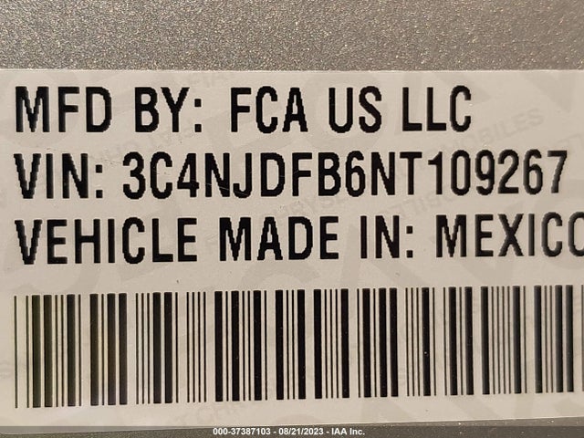 2022 JEEP COMPASS LATITUDE LUX VIN: 3C4NJDFB6NT109267