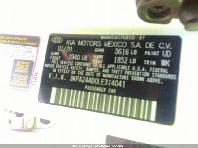 3KPA24AD0LE314041 KIA RIO S