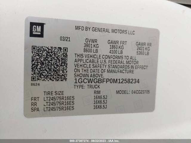 Chevrolet EXPRESS CARGO VAN 2021 1GCWGBFP0M1258234 Image 9