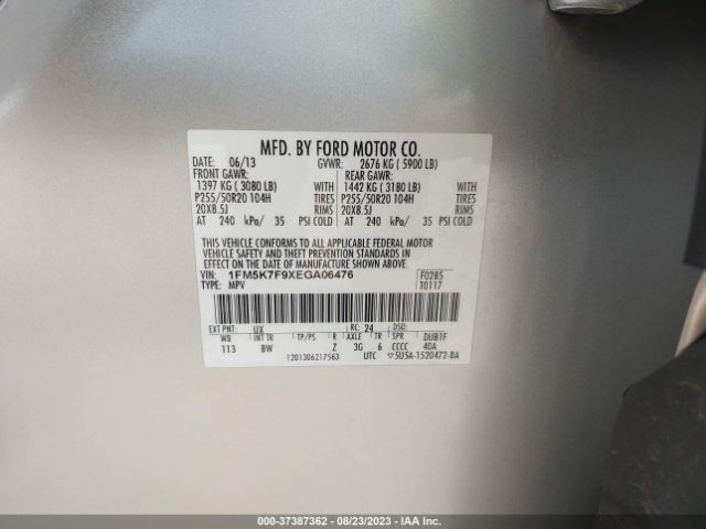 1FM5K7F9XEGA06476 Ford Explorer Limited