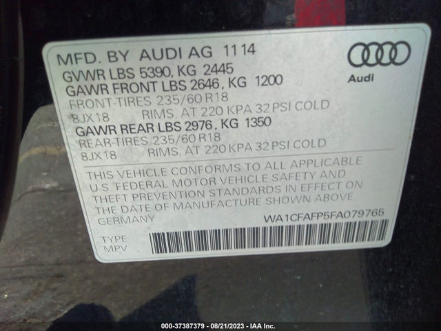 WA1CFAFP5FA079765 Audi Q5 PREMIUM