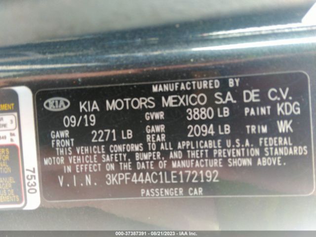 3KPF44AC1LE172192 KIA FORTE GT