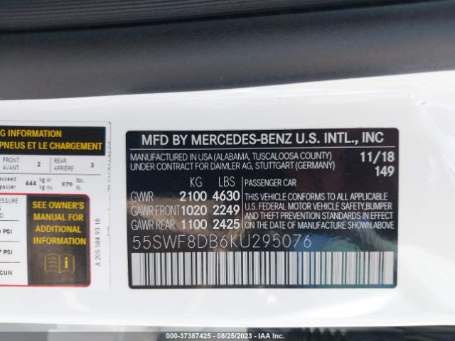 55SWF8DB6KU295076 Mercedes-Benz C-class C 300