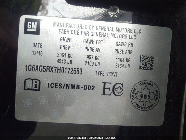 Cadillac Ats Standard 2017 1G6AG5RX7H0172683 Image 9