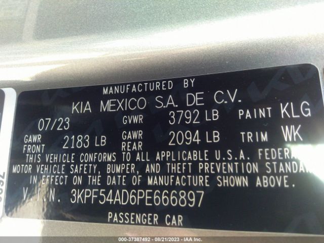 3KPF54AD6PE666897 KIA Forte Gt-line