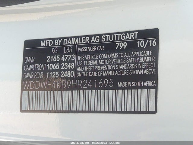 WDDWF4KB9HR241695 Mercedes-Benz C-class C 300