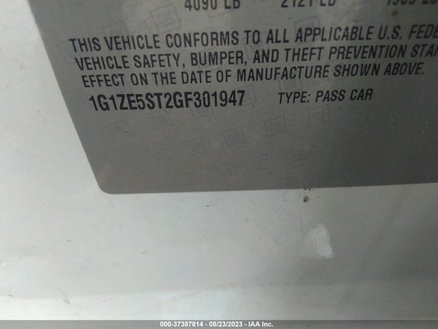 2016 CHEVROLET MALIBU LT VIN: 1G1ZE5ST2GF301947