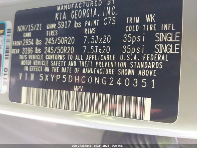 5XYP5DHC0NG240351 KIA Telluride Sx