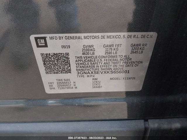 Chevrolet EQUINOX LS 2019 3GNAXSEVXKS656001 Image 9