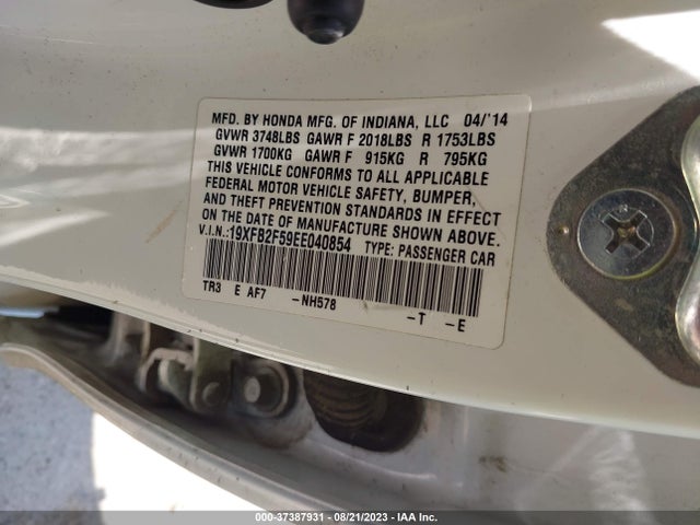 Honda Civic Sedan Lx 2014 19XFB2F59EE040854 Image 9