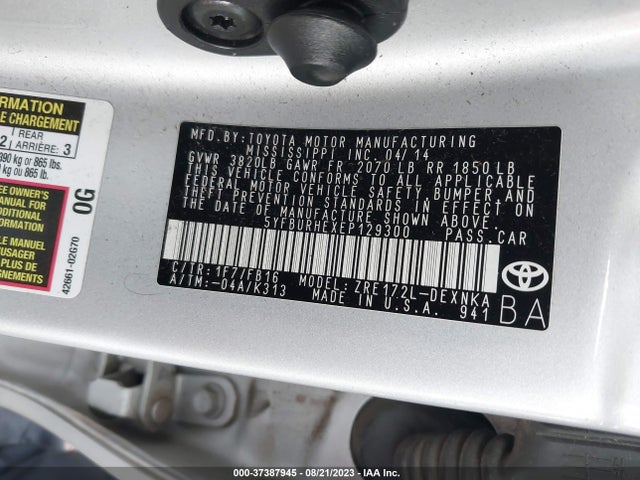 Toyota Corolla L/le/s/s Plus/le Plus 2014 5YFBURHEXEP129300 Image 14