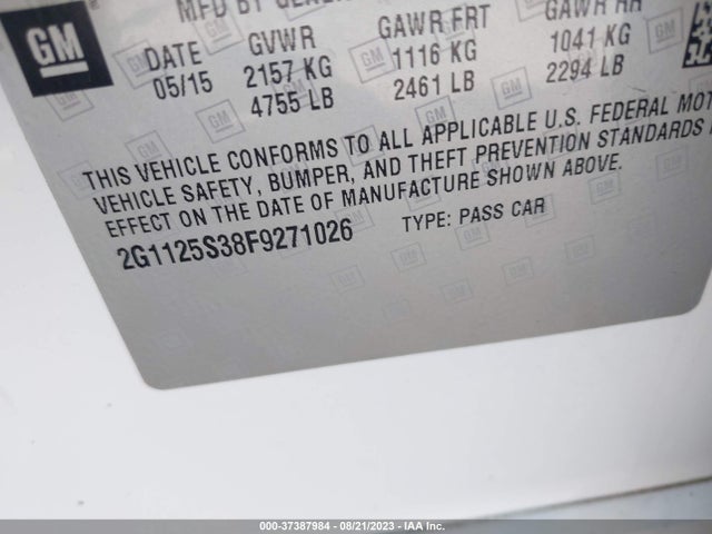 Chevrolet IMPALA LT 2015 2G1125S38F9271026 Image 9