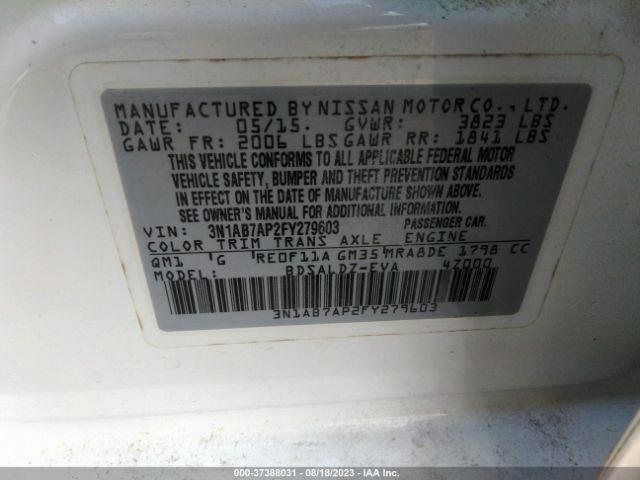 3N1AB7AP2FY279603 Nissan Sentra Sr/sl/s/sv/fe+ S