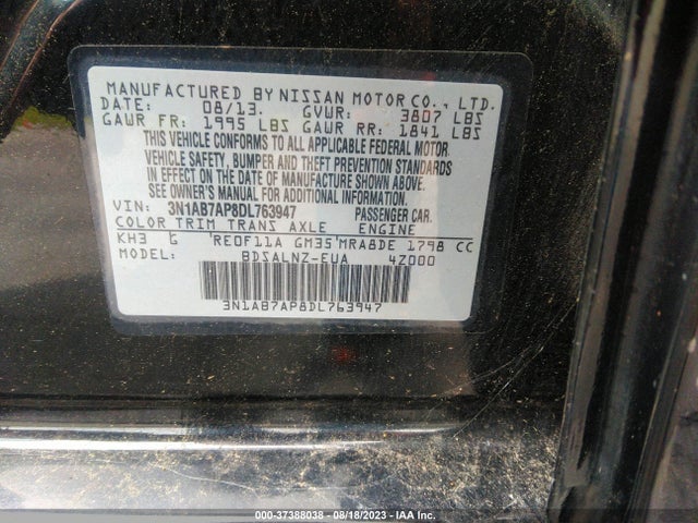 2013 NISSAN SENTRA FE+ SV VIN: 3N1AB7AP8DL763947