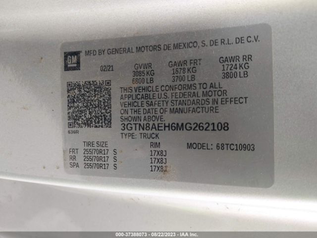 3GTN8AEH6MG262108 GMC SIERRA 1500