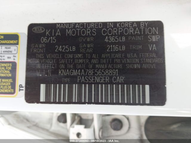 KNAGM4A78F5658891 KIA Optima Lx