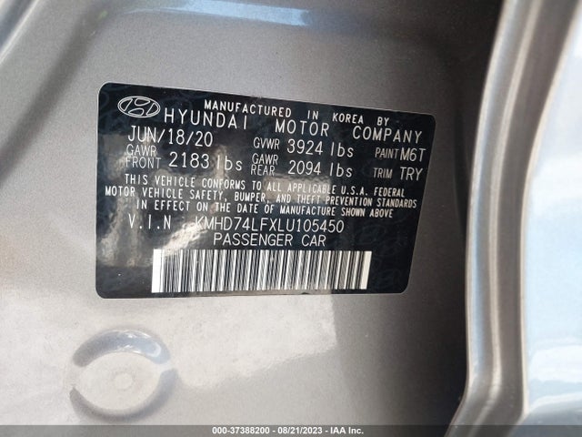 Hyundai ELANTRA SE 2020 KMHD74LFXLU105450 Image 9