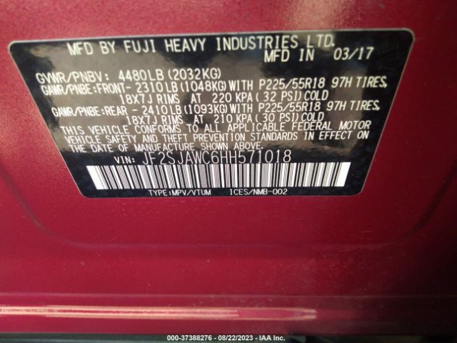 JF2SJAWC6HH571018 Subaru Forester Touring