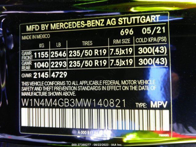 W1N4M4GB3MW140821 Mercedes-Benz GLB 250