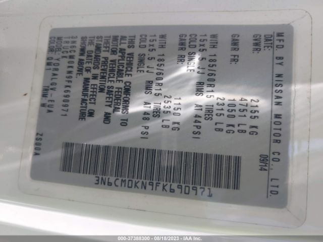 3N6CM0KN9FK690971 Nissan NV200 SV