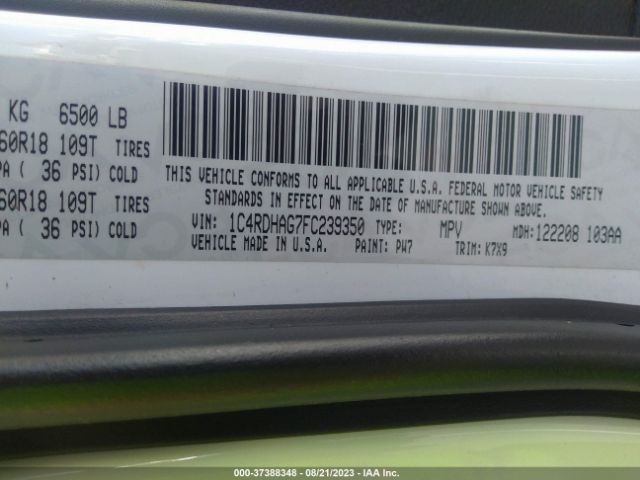 1C4RDHAG7FC239350 Dodge Durango Sxt