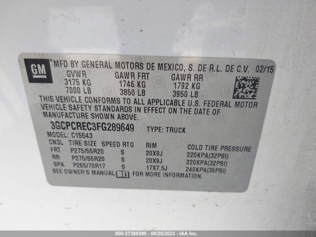 Chevrolet Silverado 1500 Lt 2015 3GCPCREC3FG289649 Image 9