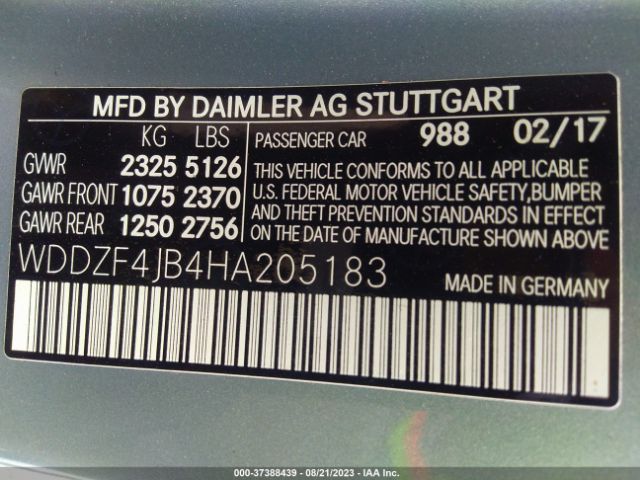 WDDZF4JB4HA205183 Mercedes-Benz E-class E 300