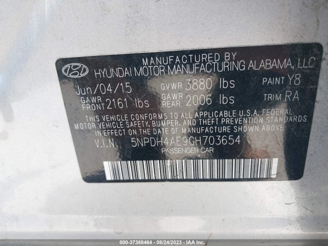 Hyundai ELANTRA SE 2016 5NPDH4AE9GH703654 Image 15