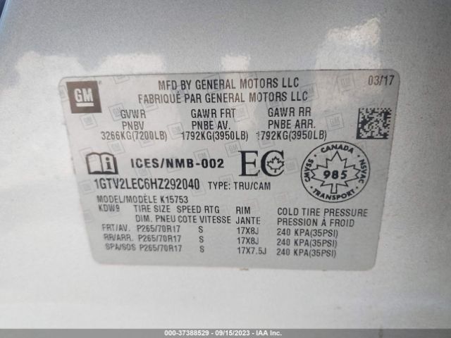 1GTV2LEC6HZ292040 GMC SIERRA 1500