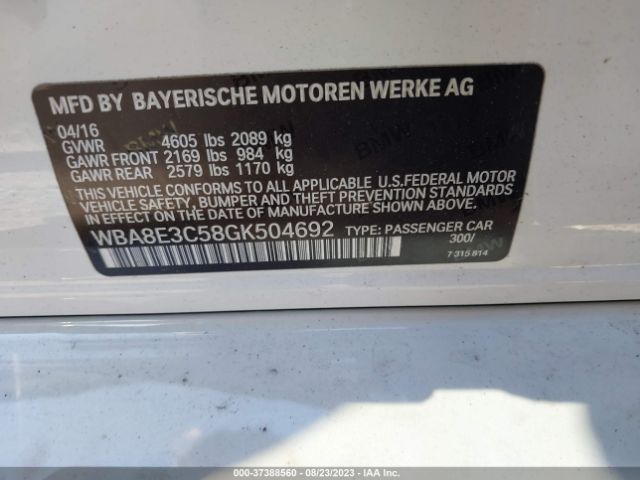 WBA8E3C58GK504692 BMW 3 Series 328i Xdrive