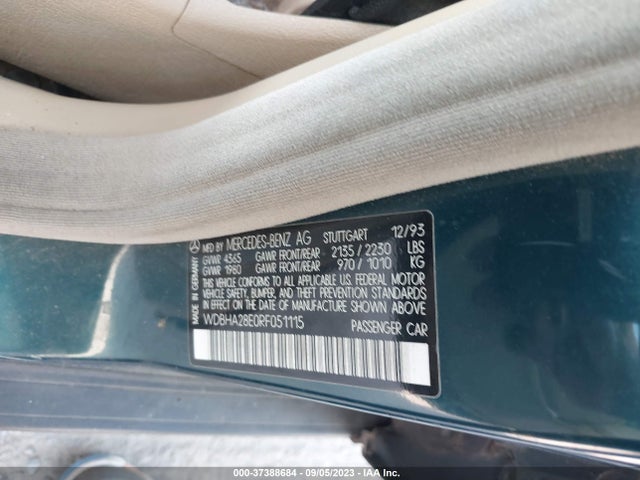 1994 MERCEDES-BENZ C 280 VIN: WDBHA28EDRF051115