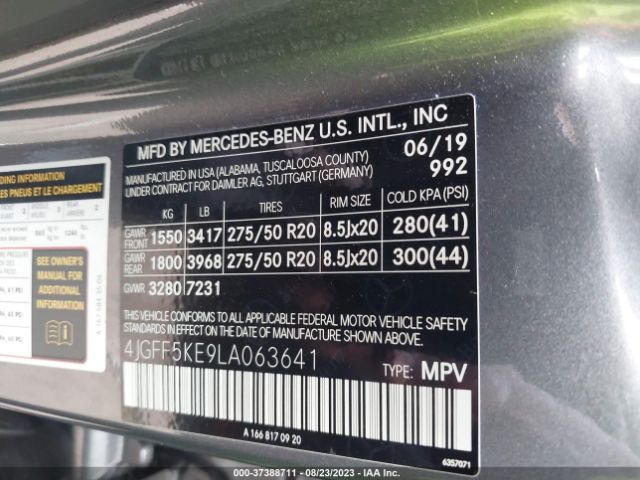 4JGFF5KE9LA063641 Mercedes-Benz Gls Gls 450