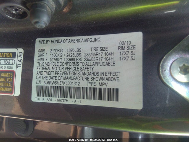 Honda CR-V LX 2019 5J6RW6H37KL001312 Image 15