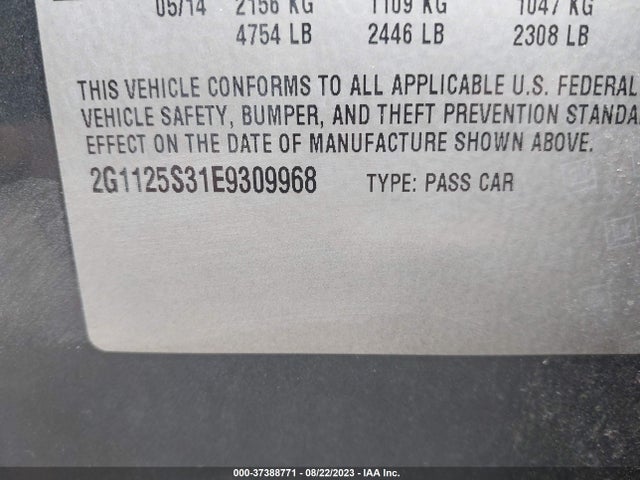Chevrolet IMPALA LT 2014 2G1125S31E9309968 Image 9