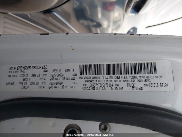 Aukcja sprzedaży 2012 Ram 1500 Sport, vin: 1C6RD7MT0CS176314, numer aukcji: 37388793