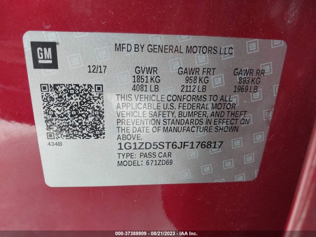 Chevrolet MALIBU LT 2018 1G1ZD5ST6JF176817 Image 9