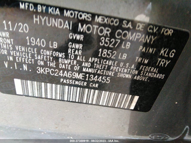 Hyundai Accent Sel 2021 3KPC24A69ME134455 Image 9