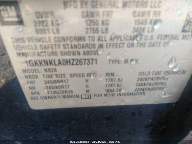 1GKKNKLA0HZ267371 GMC ACADIA SLE