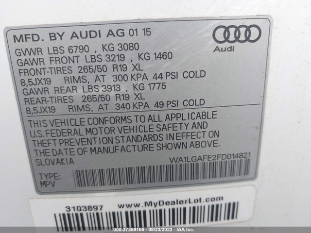 WA1LGAFE2FD014821 Audi Q7 3.0t Premium Plus