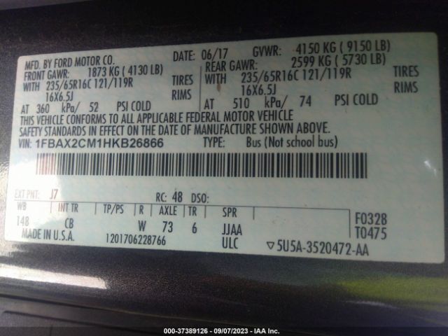 1FBAX2CM1HKB26866 Ford Transit Wagon Xl/xlt