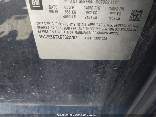 Chevrolet MALIBU LT 2016 1G1ZE5STXGF322707 Image 9