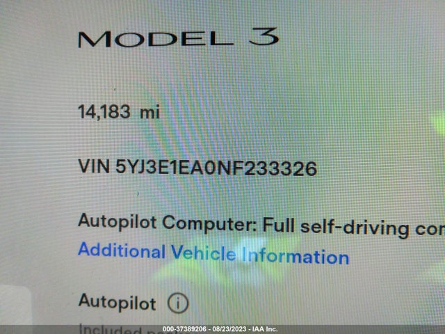 Tesla MODEL 3 2022 5YJ3E1EA0NF233326 Image 9