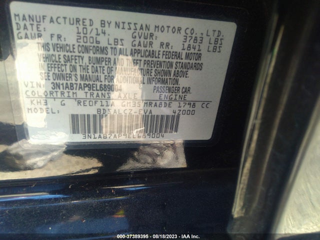 Nissan SENTRA S 2014 3N1AB7AP9EL689004 Image 9