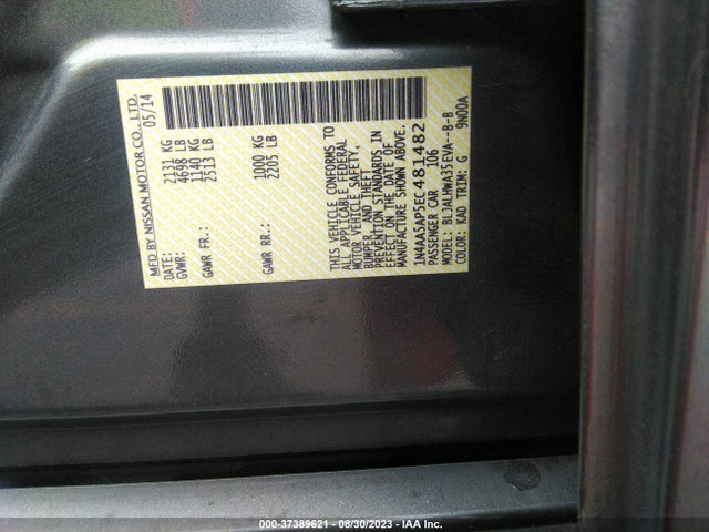 2014 NISSAN MAXIMA 3.5 SV VIN: 1N4AA5AP5EC481482