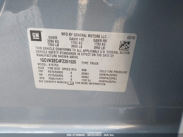 Chevrolet Silverado 1500 Ltz 2015 1GCVKSEC4FZ261926 Image 9