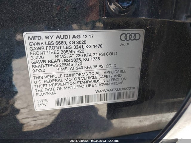 WA1VAAF73JD027310 Audi Q7 Prestige
