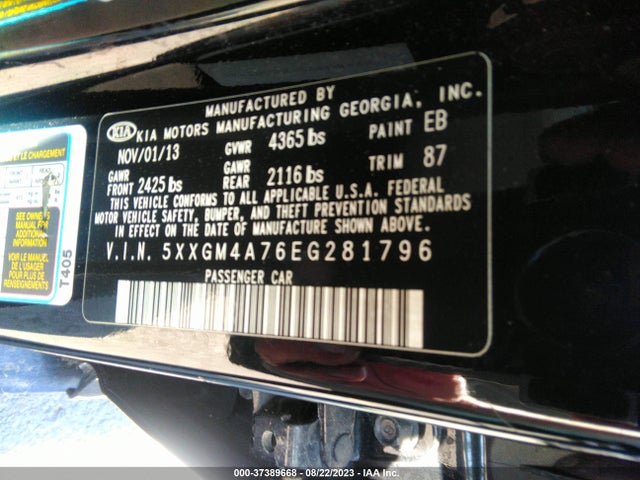 KIA Optima Lx 2014 5XXGM4A76EG281796 Image 9