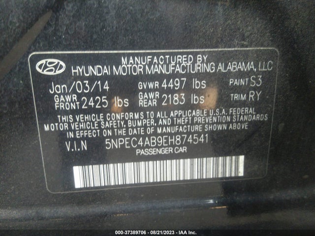 Hyundai SONATA SE 2014 5NPEC4AB9EH874541 Image 10
