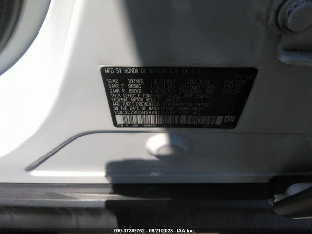 Honda HR-V EX 2019 3CZRU5H54KM705547 Image 9