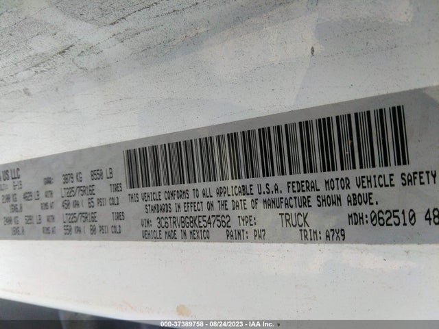 3C6TRVBG8KE547562 RAM Promaster Cargo Van